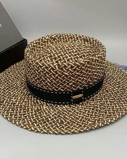 Chic Adjustable Wide Brim Straw Hat for Women - Stylish Sun Protection Beach Accessory Available in 50 Colors