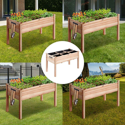 Premium Elevated Fir Wood Garden Planter with Superior Drainage System