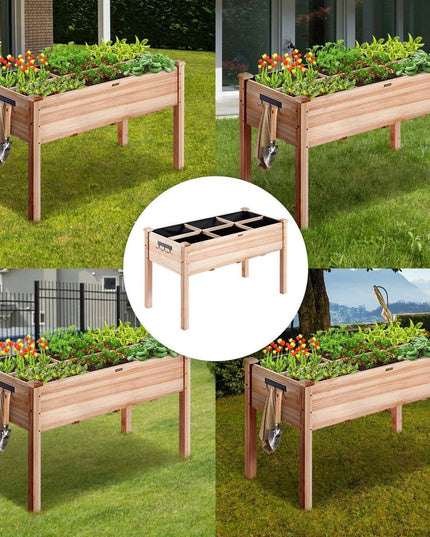 Premium Elevated Fir Wood Garden Planter with Superior Drainage System
