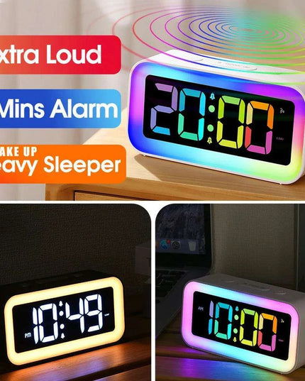 Smart RGB LED Alarm Clock with Sound-Activated Backlight and Multi-Display Options - Ideal Home Decor