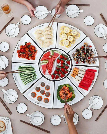 Sophisticated White Crescent Ceramic Dining Set - European Elegance for Every Occasion