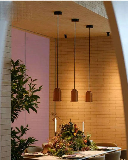 Retro-Inspired Orange Concrete Pendant Light for Contemporary Interiors