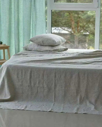 Pure Linen 3-Piece Natural Flax Bed Sheet Set with Pillowcases