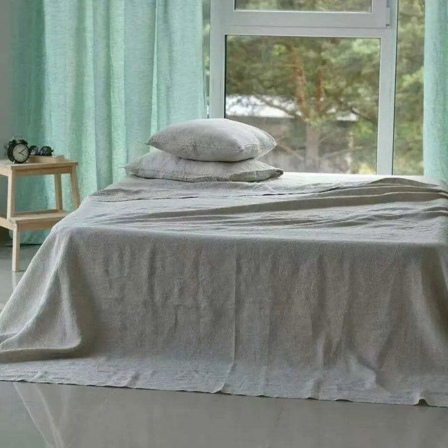 Pure Linen 3-Piece Natural Flax Bed Sheet Set with Pillowcases