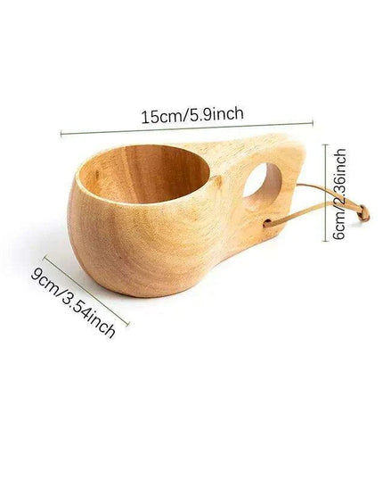 Artisan Acacia Wood Adventure Mug with Stylish Rope Handle - Your Unique Outdoor Drinkware