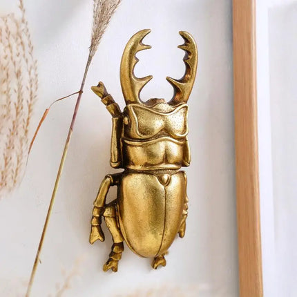 WellMai Golden Antlers Beetles Wall Hanging Decor - Elegant Home Accen