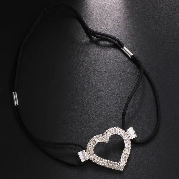 Shimmering Heart Rhinestone Thigh Chain Jewelry with Elastic Thigh Harness