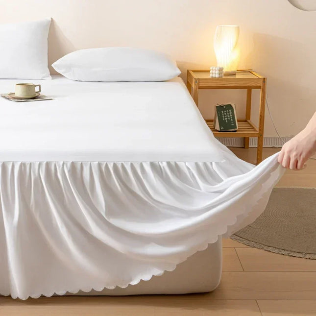 Solid Color Bed Skirt with Elastic Band - Breathable, 12 Colors