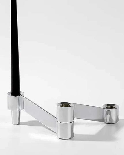 Contemporary Silver Candle Holders Set - Modern Tabletop Decor for a Stylish Home