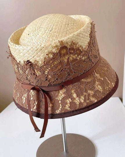 Japanese-Inspired Lace-Adorned Fisherman's Hat