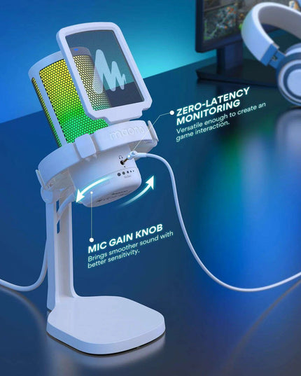 Illuminate Your Sound: Gamerwave RGB USB Condenser Microphone with Premium Noise-Cancellation and Customizable Lighting Effects
