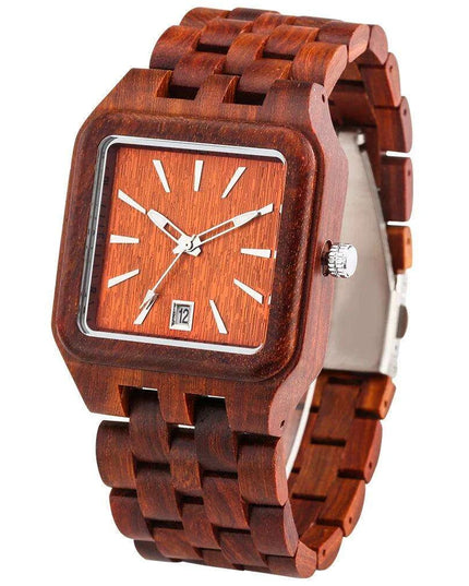 Eco-Conscious Style: Men's Artisan Wooden Quartz Watch with Vibrant Multicolor Band