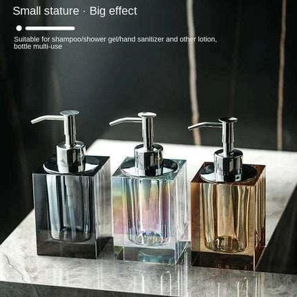 Sophisticated Square Hotel Glass Soap Dispenser with Polished Silver Pump for Contemporary Bathrooms