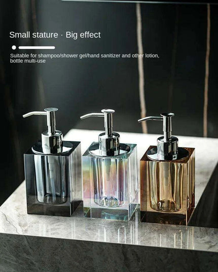 Sophisticated Square Hotel Glass Soap Dispenser with Polished Silver Pump for Contemporary Bathrooms