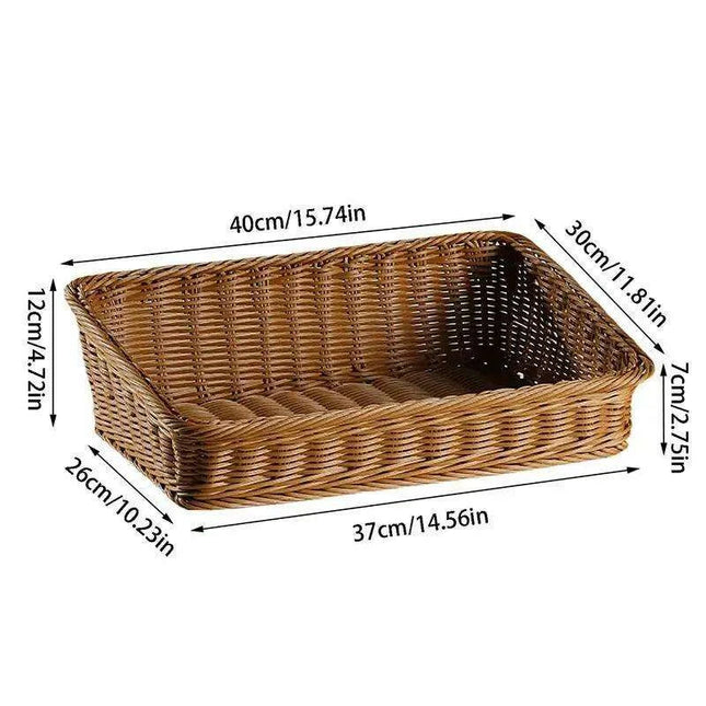 Chic Woven Rattan Storage Tray with Convenient Handles