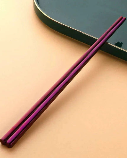 Sleek and Sturdy Stainless Steel Chopsticks - Ergonomic Non-Slip Grip for Sushi and Asian Cuisine