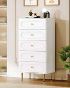5 Drawer Gold White