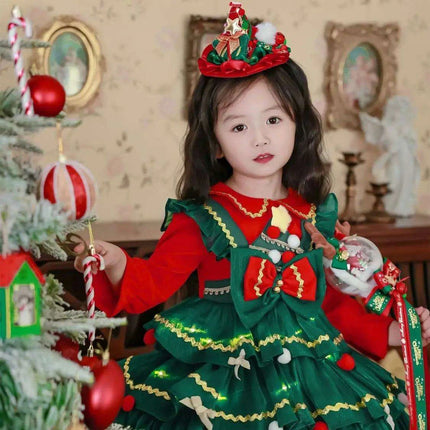Enchanted Winter Velvet Princess Dress for Girls with Elegant Layered Design