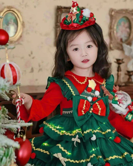 Enchanted Winter Velvet Princess Dress for Girls with Elegant Layered Design