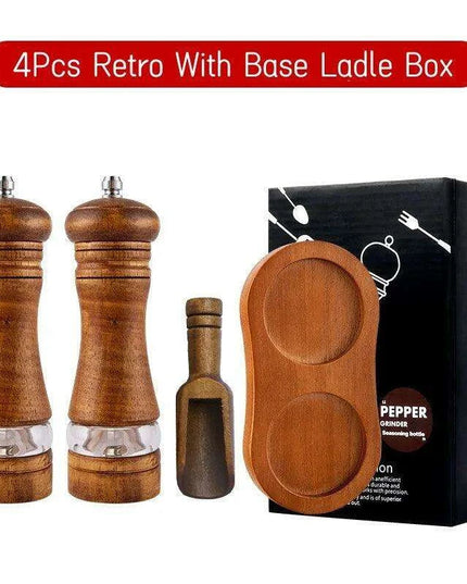 Vintage Handcrafted Wooden Spice Mill Set - 6-Inch Gourmet Salt and Pepper Grinders
