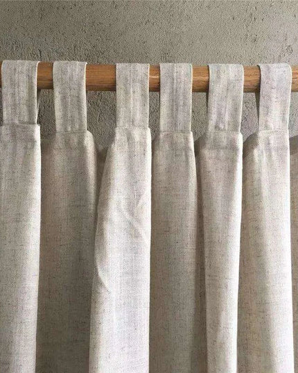 Elegant Customizable Beige Cotton Linen Semi-Blackout Curtains for Home & Cafe