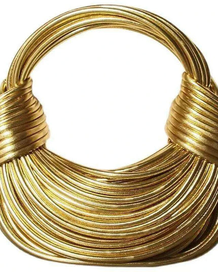 Lavish Gold Handcrafted Hobo Bag Set with Stylish Rope Accents