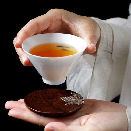 Elegant Ebony Square Zen Tea Ceremony Set with Wooden Tray