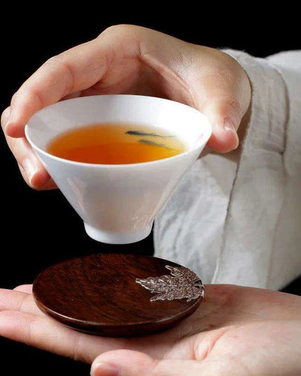 Elegant Ebony Square Zen Tea Ceremony Set with Wooden Tray