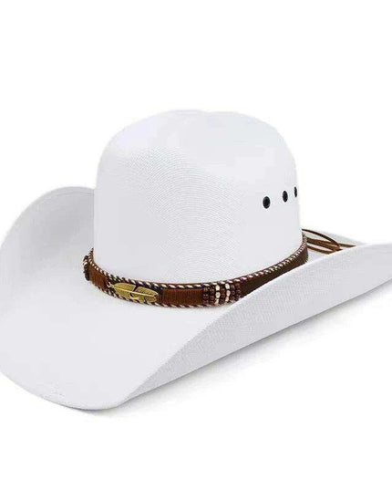 Classic Waterproof Cowboy Hat with Unique Cowhead Detail - Trendy Straw Sun Protection Accessory
