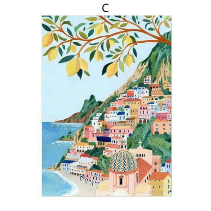 Coastal Elegance: Italian-Inspired Canvas Art for Modern Living Spaces