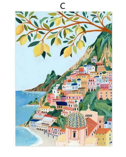 Coastal Elegance: Italian-Inspired Canvas Art for Modern Living Spaces