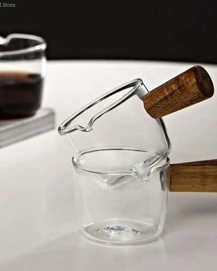 Elegant Borosilicate Glass Sauce Bowl with Wooden Handle