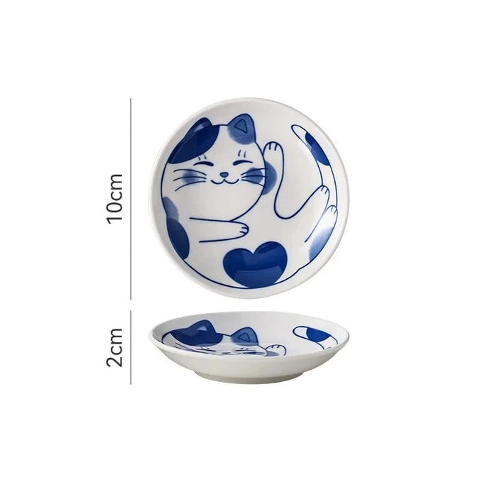 Charming Cartoon Cat Ceramic Bowl Set - A Playful Addition to Your Dining Collection