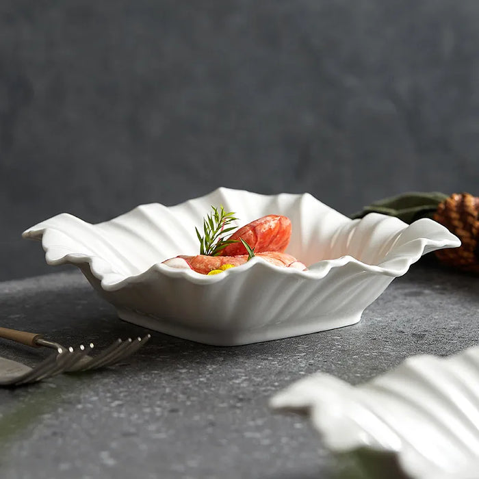 Elegant White Ceramic Fruit Bowl