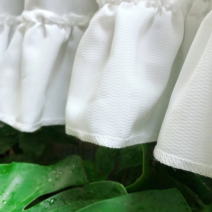 White Tulle Short Curtains with Double Cap Header