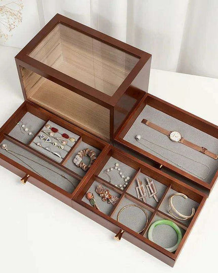 Artisan Crafted Wooden Jewelry and Makeup Storage Chest - Timeless Elegance for Women