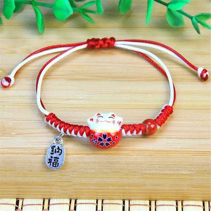 Lucky Cat Beaded Bracelet - Adjustable Harajuku Fashion Statement for Trendy Girls