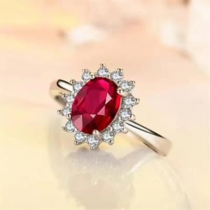 AM S925 Silver Blue Zircon 3.2ct Engagement Ring with Original Charm