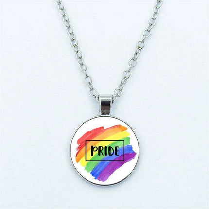 Vibrant Customizable Rainbow Glass Pendant Necklace for Love and Pride Celebration