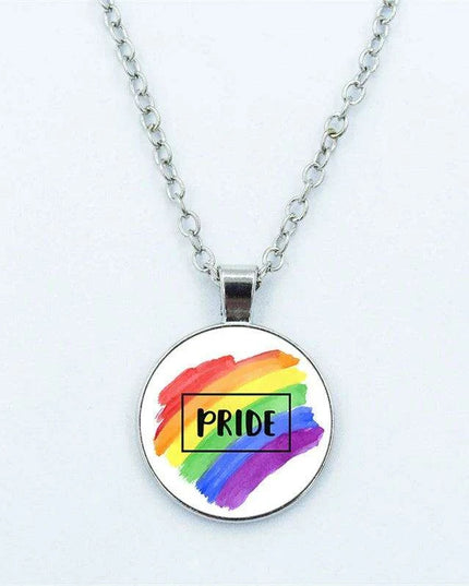 Vibrant Customizable Rainbow Glass Pendant Necklace for Love and Pride Celebration