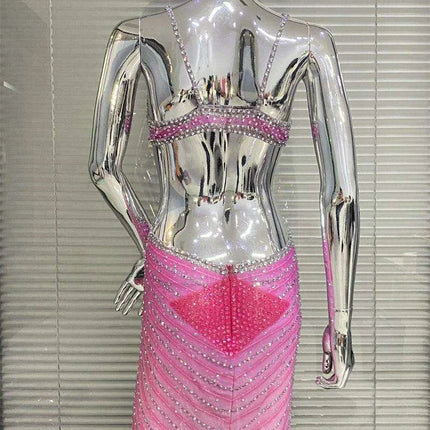 Stunning Backless Bodycon Dress with Dazzling Diamond Details for Unforgettable Events