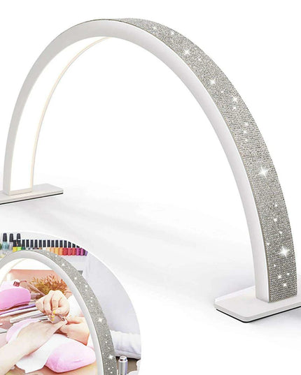 Sleek Half-Moon LED Nail Lamp with Customizable Brightness and Glamorous Rhinestone Design for Salon Professionals