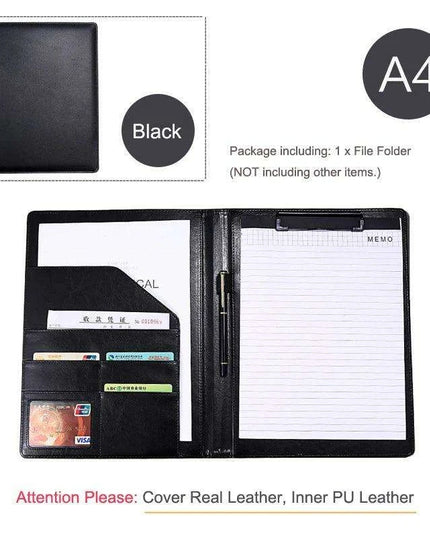Sleek A4 Leather Business Portfolio Organizer for Professionals
