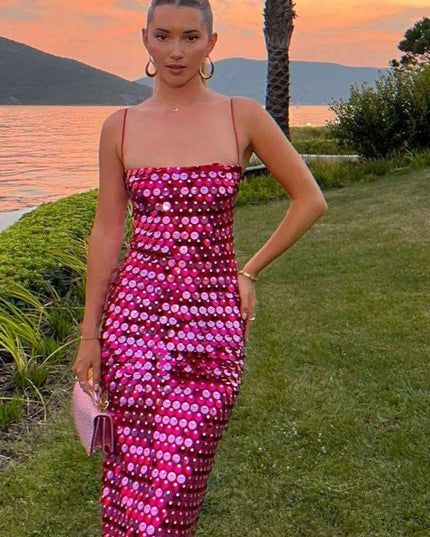 Gorgeous Backless Sequin Cocktail Dress - Elegant Evening Gown for Women