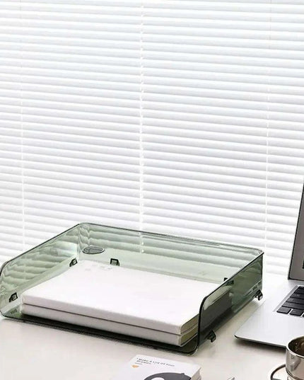 Transparent Acrylic A4 File Storage Organizer - Stackable Desktop Rack for Papers and Magazines