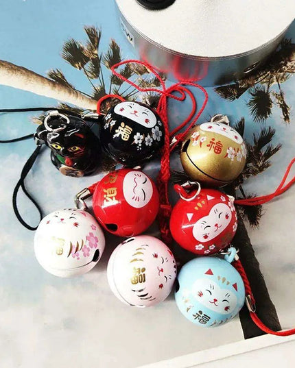 Abundance-Inviting Daruma Bell Lucky Cat Charm Keychain