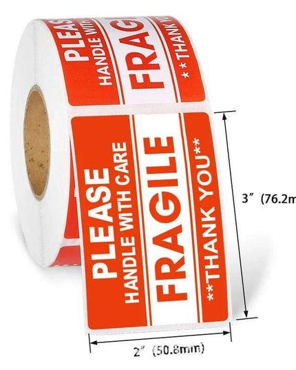 100PCS Premium Fragile Shipping Stickers - High-Visibility Handle with Care Labels