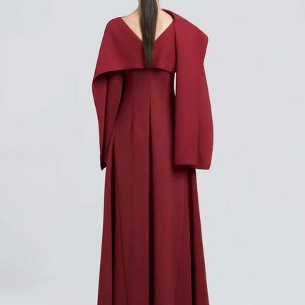 Backless Evening Gown with Long Sleeves and Unique Patchwork for Women