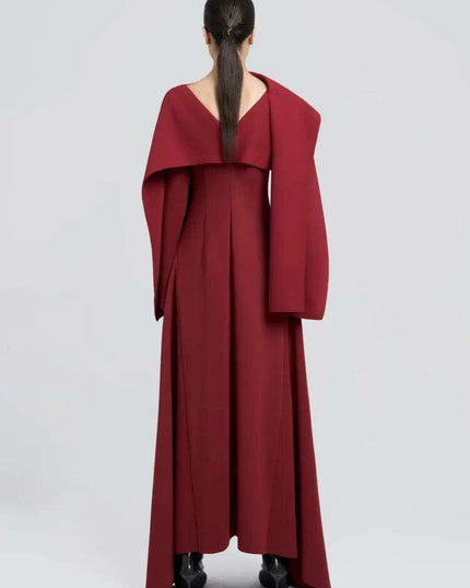 Backless Evening Gown with Long Sleeves and Unique Patchwork for Women