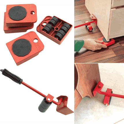 5-Piece Heavy Object Moving & Handling Tool Set — Portable Pulley System